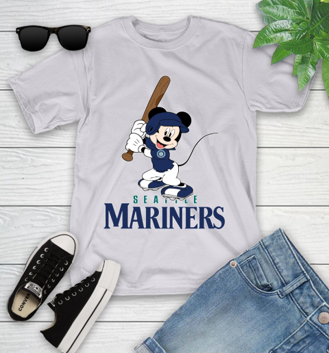 MLB Baseball Seattle Mariners Cheerful Mickey Mouse Shirt Youth T-Shirt 4