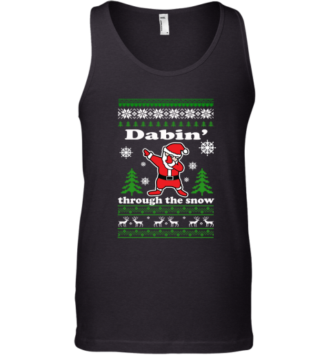 Dabbin Through The Snow Santa Ugly Christmas Tank Top