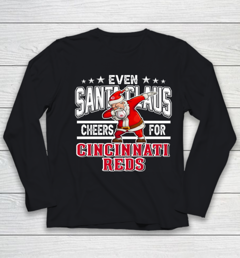 Cincinnati Reds Even Santa Claus Cheers For Christmas MLB Youth Long Sleeve