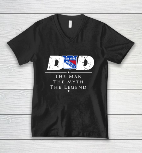 New York Rangers NHL Ice Hockey Dad The Man The Myth The Legend V-Neck T-Shirt