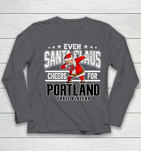 Portland Trail Blazers Even Santa Claus Cheers For Christmas NBA Youth Long Sleeve 6