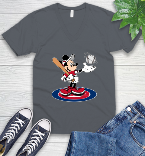 MLB Baseball Chicago Cubs Cheerful Mickey Disney Shirt V-Neck T-Shirt 5