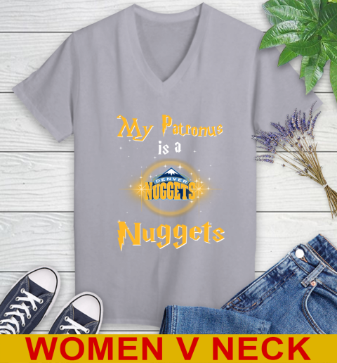 NBA Basketball Harry Potter My Patronus Is A Denver Nuggets Women's V-Neck T-Shirt 4