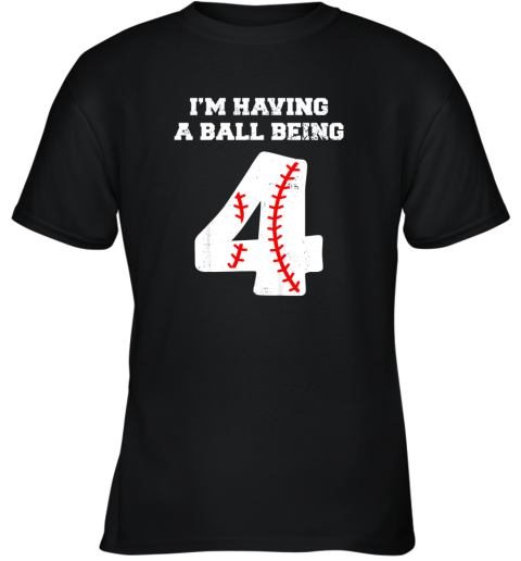 Kids 4 Year Old Baseball Birthday Shirt 4th Birthday Shirt Boys Youth T-Shirt