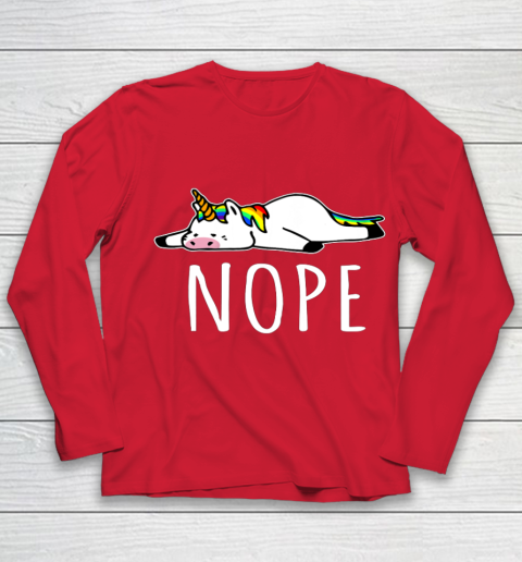 Nope Unicorn T Shirt Nah Not Gonna Do It Funny Lazy Gift Youth Long Sleeve 8