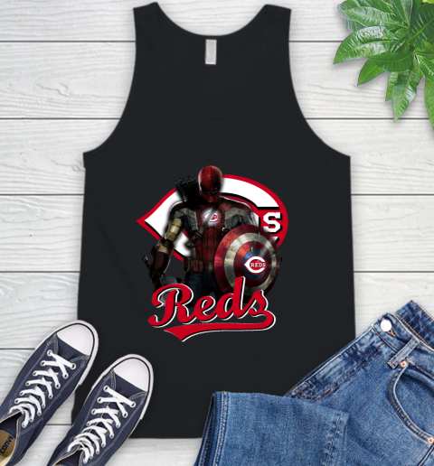 MLB Captain America Thor Spider Man Hawkeye Avengers Endgame Baseball Cincinnati Reds Tank Top 2