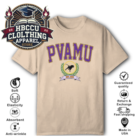 PVAMU Prairie View A&M University HBCU T-Shirt prv6 pvamu prairie view aamp m university hbcu classic t shirt 2 front natural HBCU Clothing Apparel