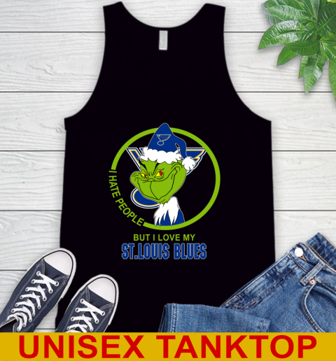 St.Louis Blues NHL Christmas Grinch I Hate People But I Love My Favorite Hockey Team Tank Top 2