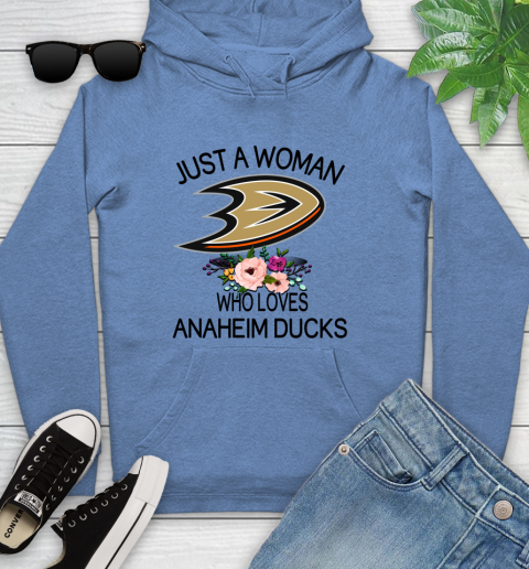 NHL Just A Woman Who Loves Anaheim Ducks Hockey Sports Youth Hoodie 8