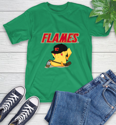 NHL Pikachu Hockey Sports Calgary Flames T-Shirt 7