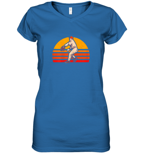 zkyg retro vintage baseball pitcher gift baseball lover women v neck t shirt 39 front royal