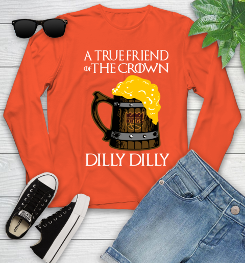 NBA Sacramento Kings A True Friend Of The Crown Game Of Thrones Beer Dilly Dilly Basketball Youth Long Sleeve 3