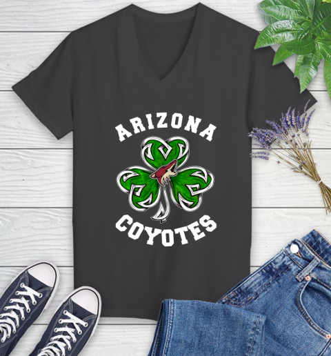 NHL Arizona Coyotes Three Leaf Clover St Patrick's Day Hockey Sports Women's V-Neck T-Shirt 9 NHL Arizona Coyotes Three Leaf Clover St Patrick's Day Hockey Sports Women's V-Neck T-Shirt - Image 9