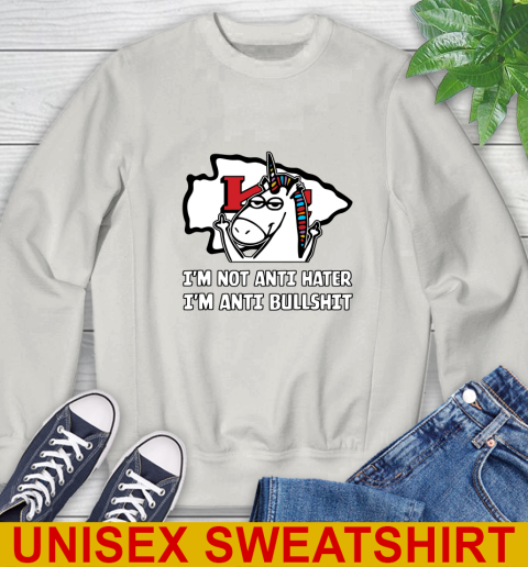 Kansas City Chiefs NFL Football Unicorn I'm Not Anti Hater I'm Anti Bullshit Sweatshirt 12