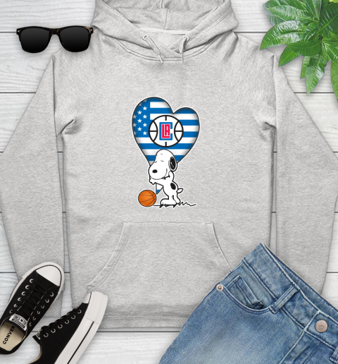 LA Clippers NBA Basketball The Peanuts Movie Adorable Snoopy Youth Hoodie