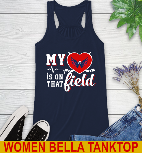 NHL My Heart Is On That Field Hockey Sports Washington Capitals Racerback Tank 9