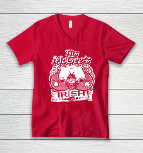 Tits McGee'ss Irish Pub Funny St. Patrick's Day Shamrocks V-Neck T-Shirt 5