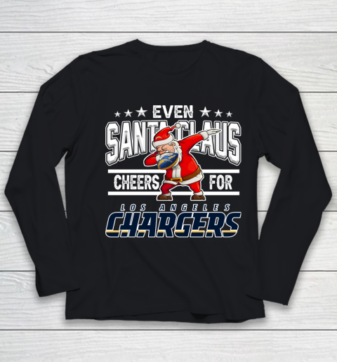 Los Angeles Chargers Even Santa Claus Cheers For Christmas NFL Youth Long Sleeve