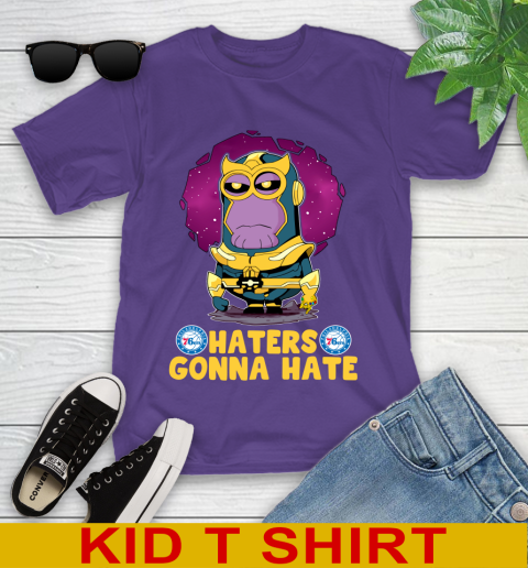 NBA Basketball Philadelphia 76ers Haters Gonna Hate Thanos Minion Marvel Shirt Youth T-Shirt 4