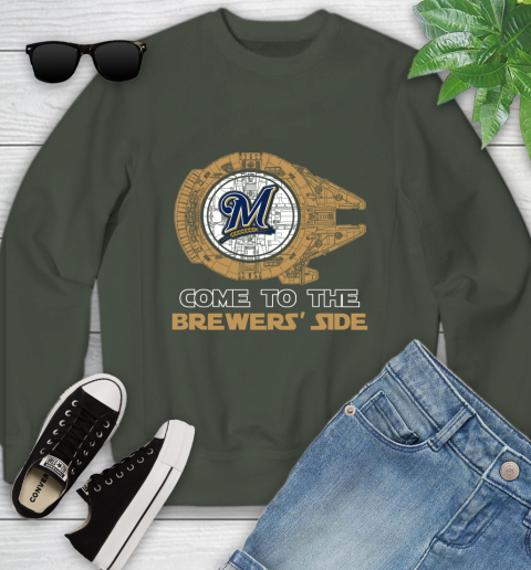 MLB Come To The Milwaukee Brewers Side Star Wars Baseball Sports Youth Sweatshirt 9