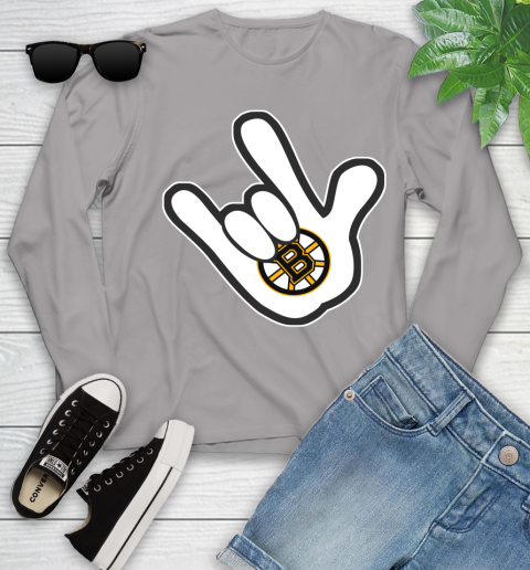 Boston Bruins NHL Hockey Mickey Rock Hand Disney Youth Long Sleeve 5