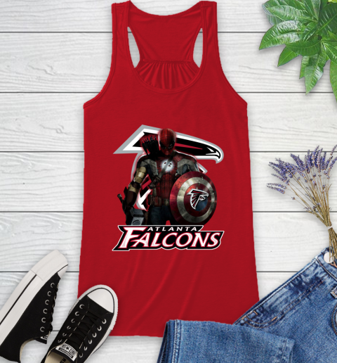 NFL Captain America Thor Spider Man Hawkeye Avengers Endgame Football Atlanta Falcons Racerback Tank 6
