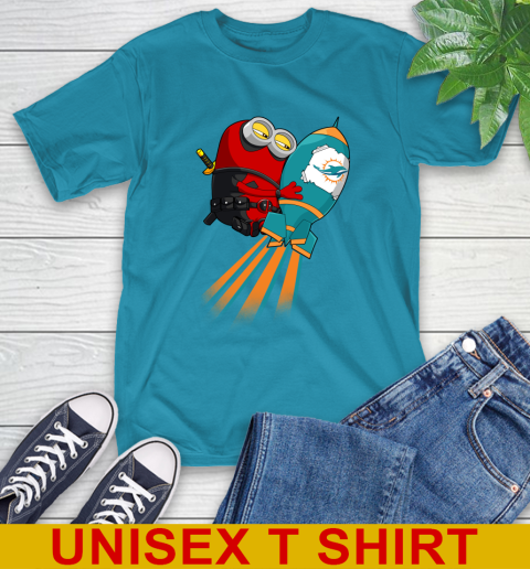 NFL Football Miami Dolphins Deadpool Minion Marvel Shirt T-Shirt 9