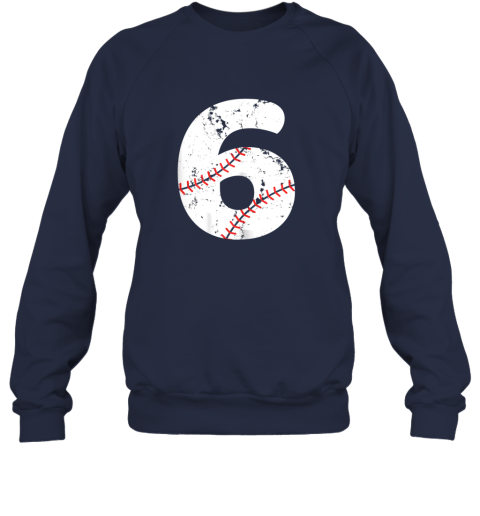 b78g number 6 baseball vintage distressed team sweatshirt 35 front navy