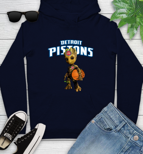 Detroit Pistons NBA Basketball Groot Marvel Guardians Of The Galaxy Youth Hoodie 4