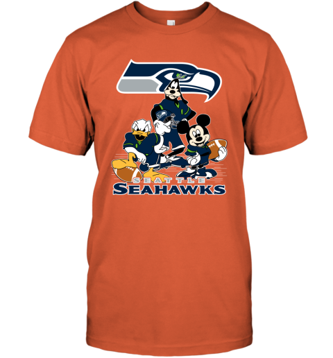 NFL Seattle Seahawks Mickey Mouse Donald Duck Goofy Football Shirt Youth T- Shirt