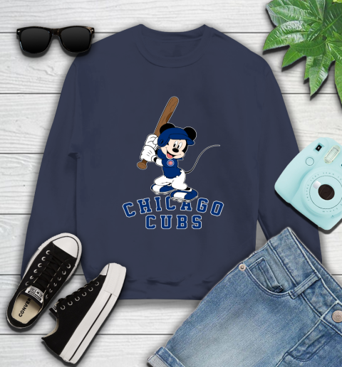 MLB Baseball Chicago Cubs Cheerful Mickey Mouse Shirt Sweatshirt - Image 4