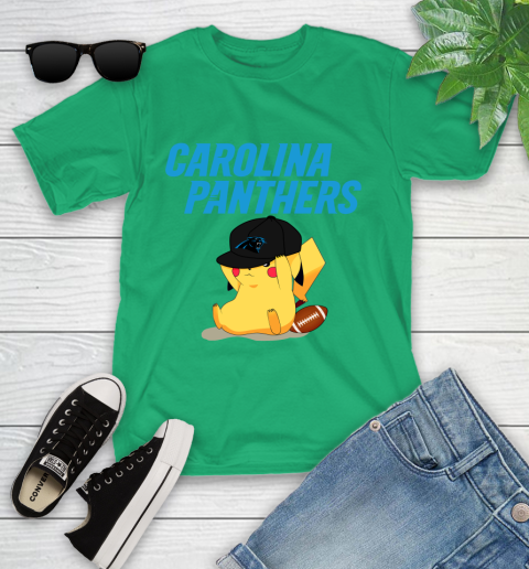 NFL Pikachu Football Sports Carolina Panthers Youth T-Shirt 6