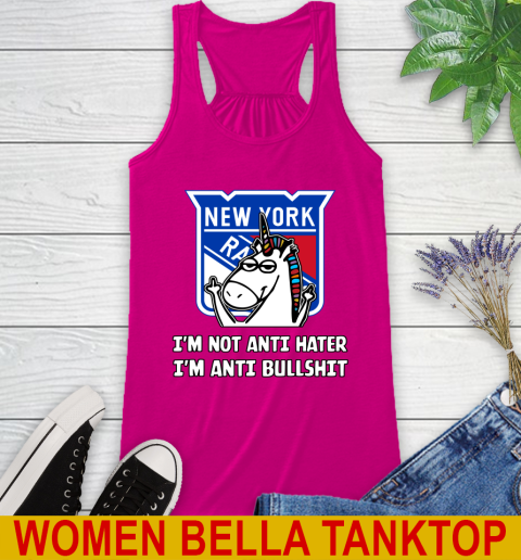 New York Rangers NHL Hockey Unicorn I'm Not Anti Hater I'm Anti Bullshit Racerback Tank 8