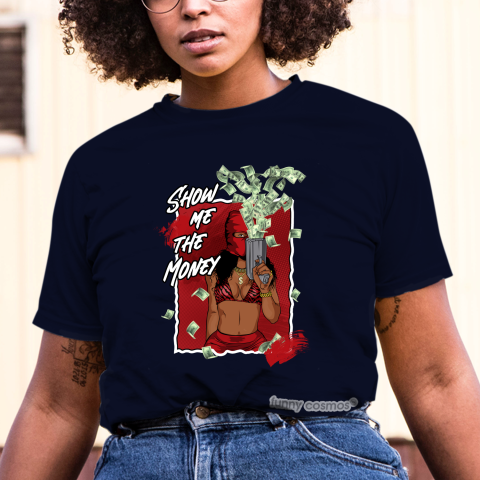 Air Jordan 10 Bulls Over Broadway Matching Sneaker Shirt For Woman Show Me The Money Red And Black Sneaker Shirt
