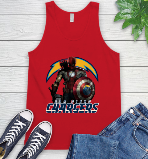 NFL Captain America Thor Spider Man Hawkeye Avengers Endgame Football San Diego Chargers Tank Top 6