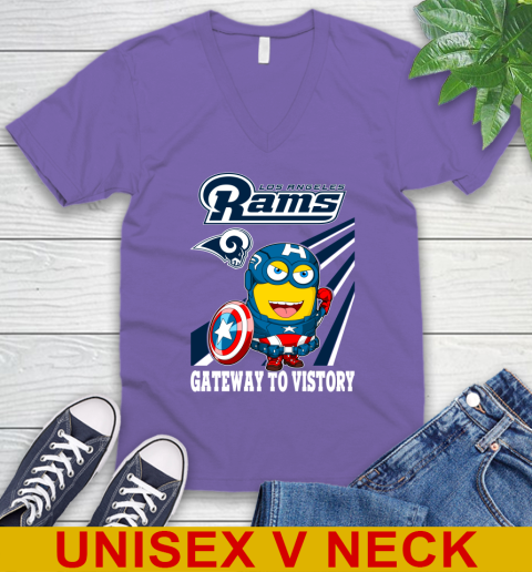 NFL Football Los Angeles Rams Captain America Marvel Avengers Minion Shirt V-Neck T-Shirt 8