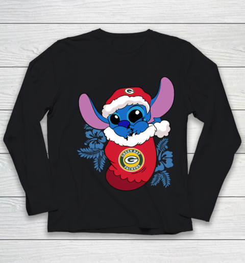 Green Bay Packers Christmas Stitch In The Sock Funny Disney NFL Youth Long Sleeve