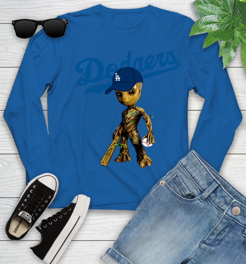 MLB Los Angeles Dodgers Groot Guardians Of The Galaxy Baseball Youth Long Sleeve 9