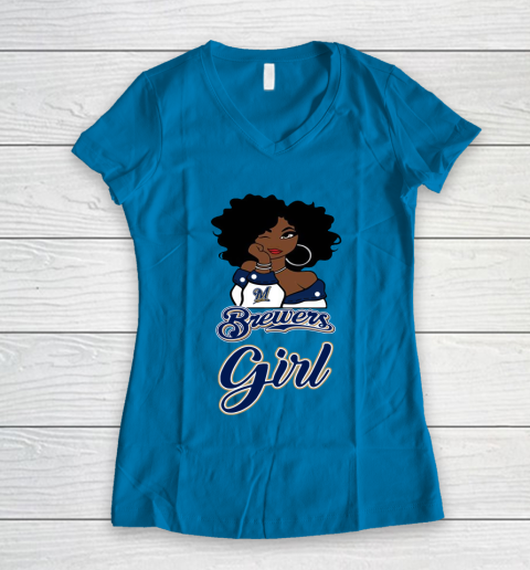 Milwaukee Brewerss Girl MLB Women's V-Neck T-Shirt 7