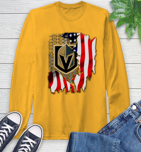 Vegas Golden Knights NHL Hockey American Flag Long Sleeve T-Shirt 2