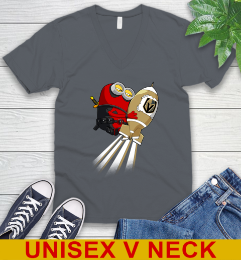 NHL Hockey Vegas Golden Knights Deadpool Minion Marvel Shirt V-Neck T-Shirt 4