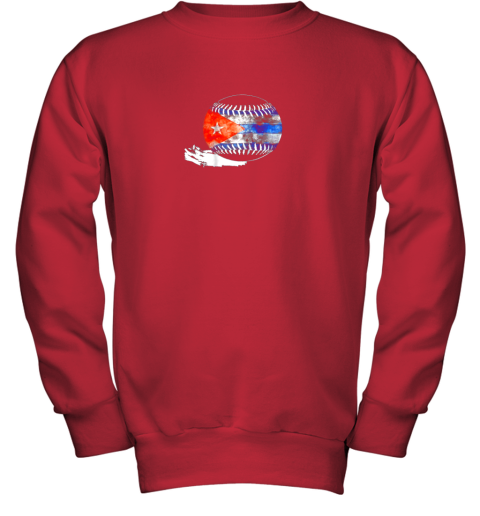 vvoz vintage baseball cuba flag shirt cuban pride youth sweatshirt 47 front red