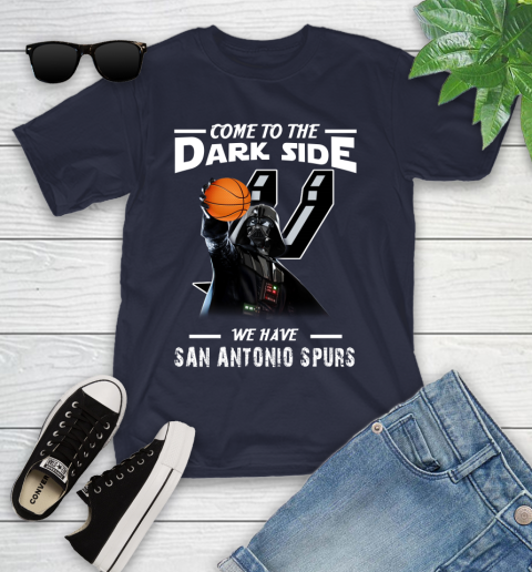 NBA Come To The Dark Side We Have San Antonio Spurs Star Wars Darth Vader Basketball Youth T-Shirt 2