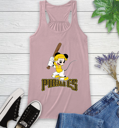 MLB Baseball Pittsburgh Pirates Cheerful Mickey Mouse Shirt Racerback Tank 10