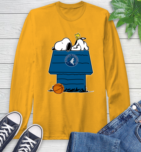 Minnesota Timberwolves NBA Basketball Snoopy Woodstock The Peanuts Movie Long Sleeve T-Shirt 3
