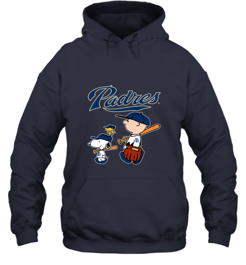 lpqe san diego padres lets play baseball together snoopy mlb shirt hoodie 23 front navy