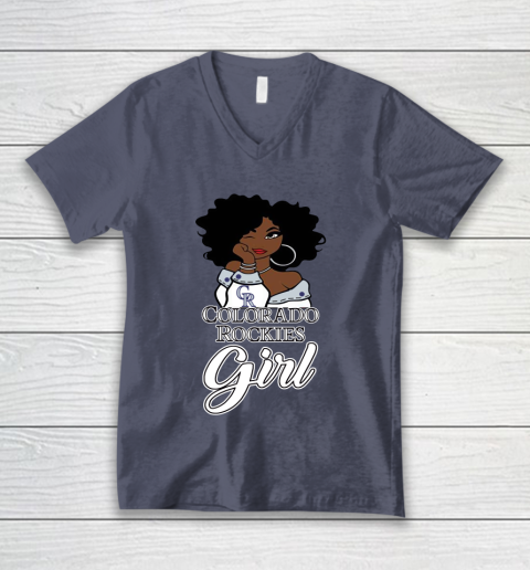 Colorado Rockiess Girl MLB V-Neck T-Shirt 8