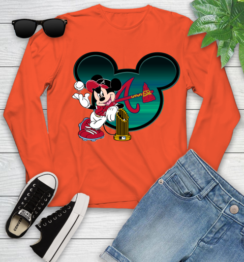 MLB Atlanta Braves The Commissioner's Trophy Mickey Mouse Disney Youth Long Sleeve 4