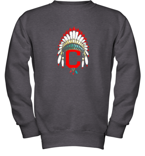 xjdm new cleveland hometown indian tribe vintage for baseball youth sweatshirt 47 front dark heather