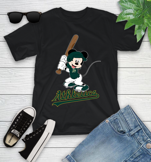 MLB Baseball Oakland Athletics Cheerful Mickey Mouse Shirt Youth T-Shirt